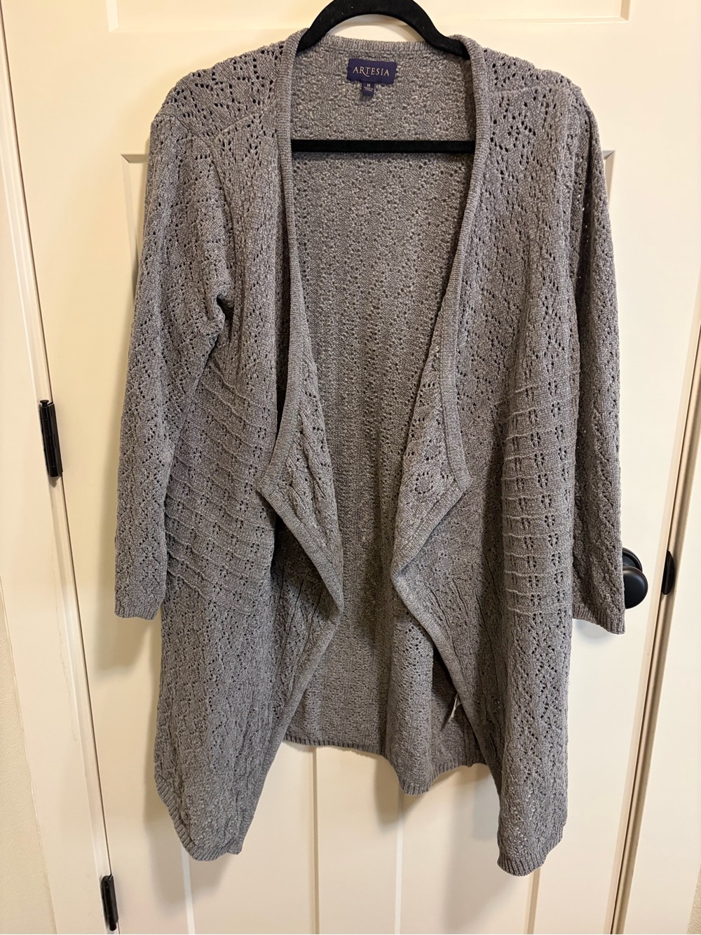 Artesia Gray Open-Front Knit Cardigan Sweater